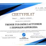 Trener TUS osób z autyzmem i zespołem Aspergera - Certyfikat-min